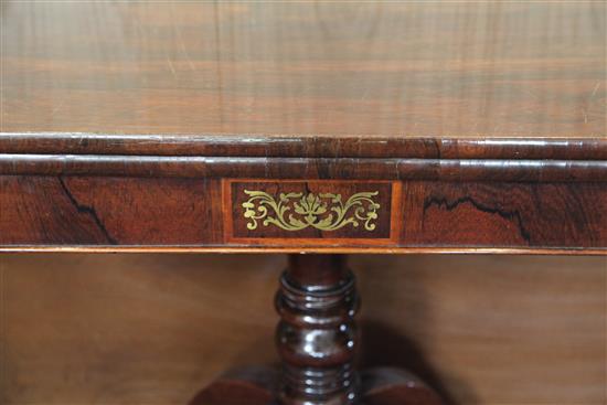A pair of Regency rosewood card tables, W.2ft 11in. D.1ft 5.5in. H.2ft 4in.
